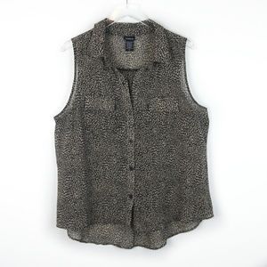 Torrid leopard print chiffon button down blouse